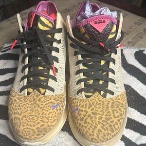 LeBron 19 Safari Leopard Print Sneakers with Purple Accents